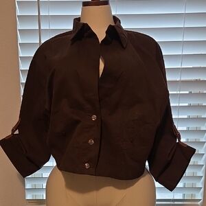 Women's Brown Button-Up Top